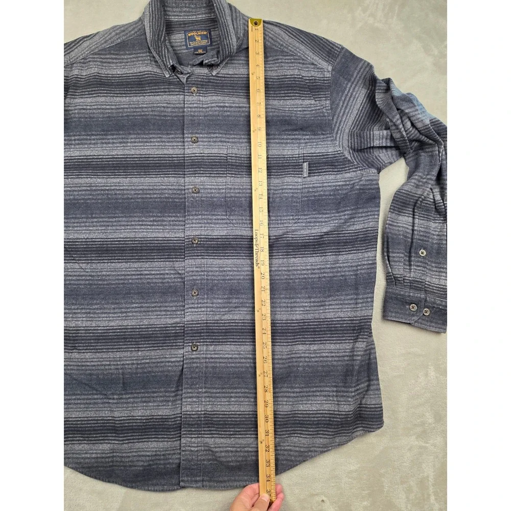 Woolrich Flannel Shirt‎ Mens 3XL Gray Striped Long Sleeve Button Down Outdoor